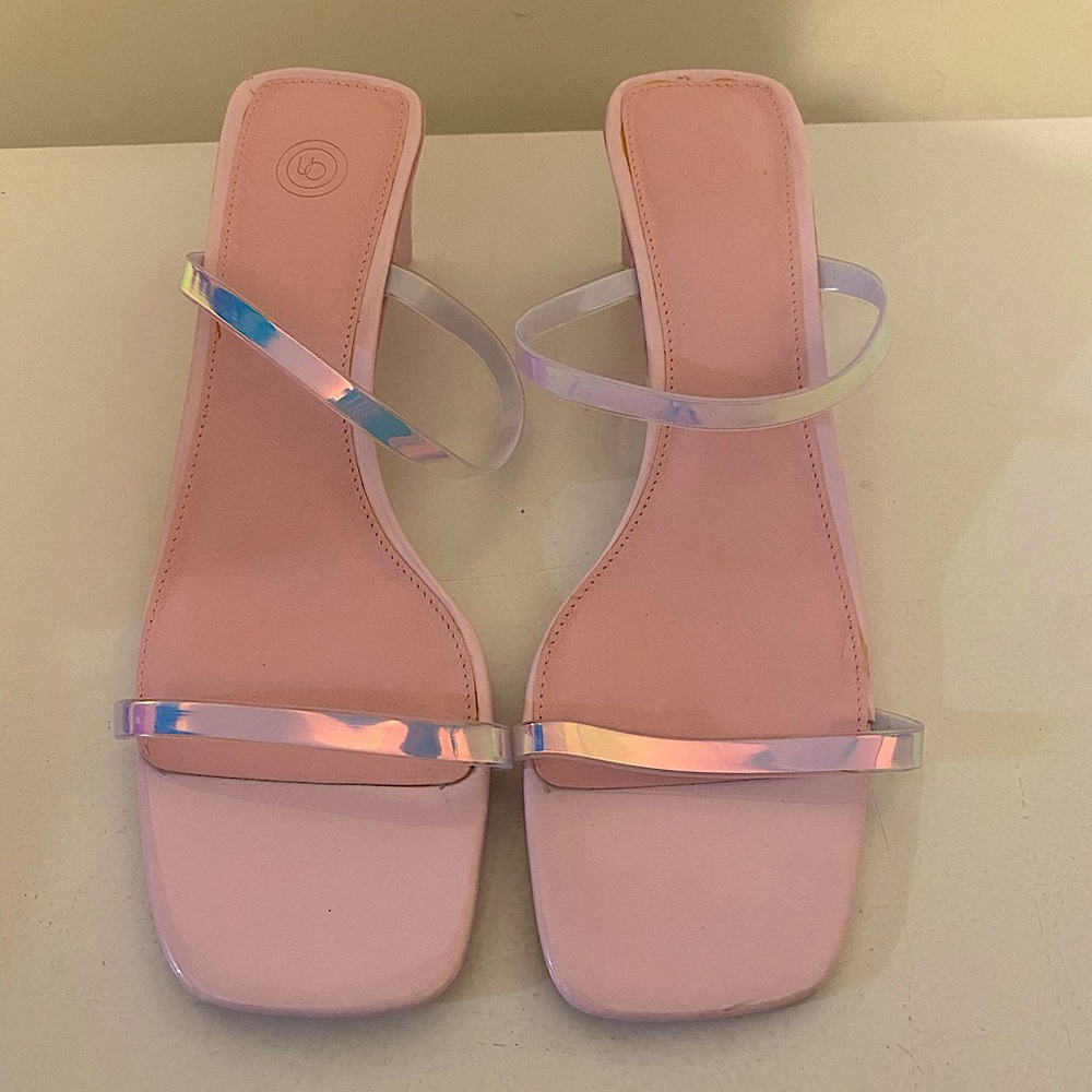 Urban Outfitters Holographic Pink kitten heels